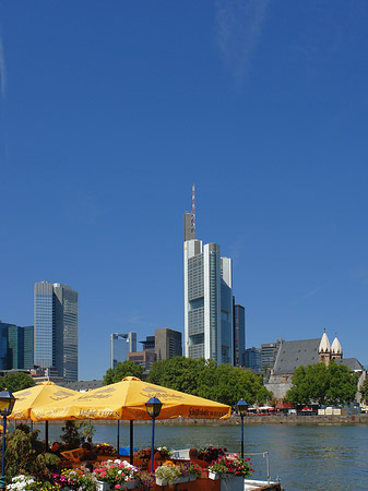 Skyline von Frankfurt mit Schöfferhofer Weizen